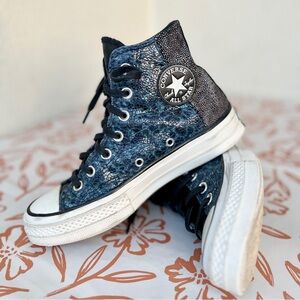 Converse Chuck 70 All Star High Top Blue Canvas Leather Sneakers A01084c